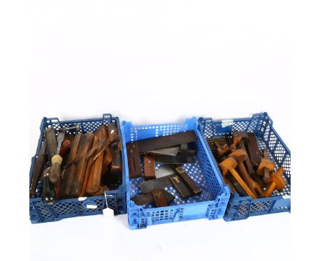 3 trays of Vintage hand tools, including squares, moulding planes, marking gauges etc 