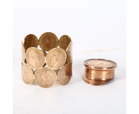 2 pieces of trench art, a small cap made from 1917 penny, and a napkin ring with farthings from 1899 etc 