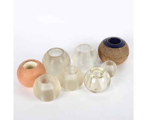 A collection of Vintage glass and ceramic match strikers/Vestas 