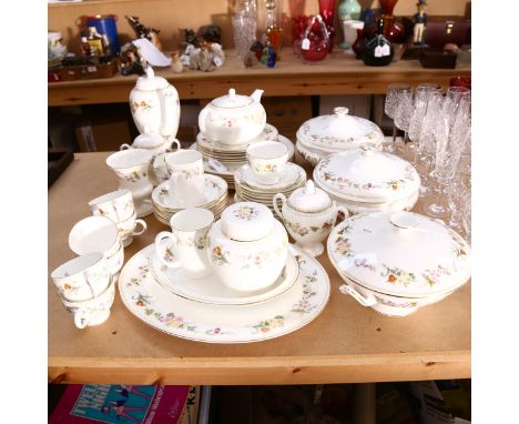 Wedgwood Mirabelle dinner service, including tureens and meat plate, matching tea set etc 