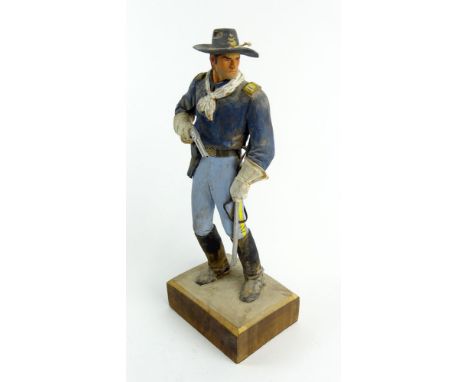 Clement H. Donshea, American (1891-1970) Original Single Wood Carving Figure "Captain U.S. Cavalry Circa 1876, Colt Frontier 