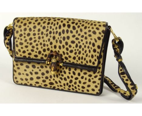 Retro Le Jeunesse Leopard Fur and Snake Skin Handbag/Clutch with Leather Strap. Signed Le Jeunesse. Wear, Vintage Condition. 