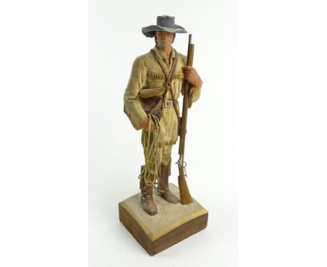 Clement H. Donshea, American (1891-1970) Original Single Wood Carving Figure "Original Texas Ranger - 1846, Mule's Bar Boots.