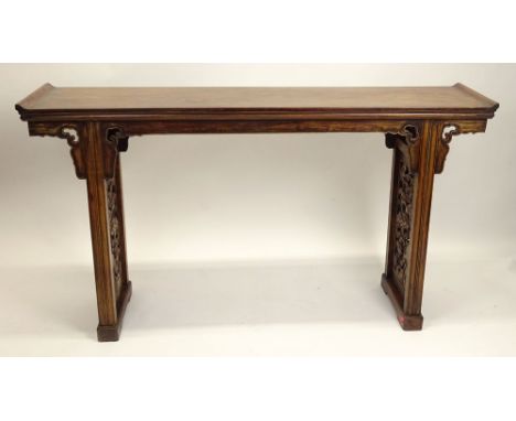 Vintage Chinese Carved Hardwood Altar Table. Unsigned. Light Scratches, Wear or in Good Condition. Measures 33-1/2 Inches Tal