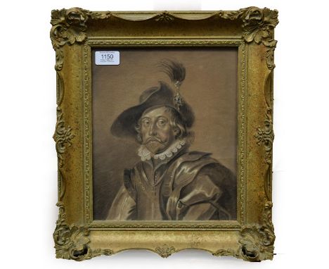 British School (19th century) Portrait of a musketeer, pencil and coloured chalks, 28cm by 23cm