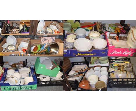 Various useful kitchenware's including serving plates, cheese domes, cooking knives, oven dishes, jugs, utensils, mixer etc a