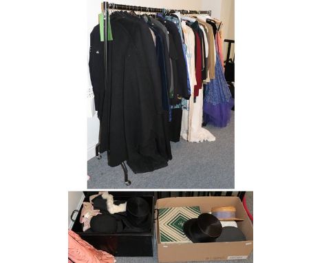 Assorted gents theatrical jackets, coats and dressing robes, including a policeman's jacket, Naval uniforms, evening wear, ec