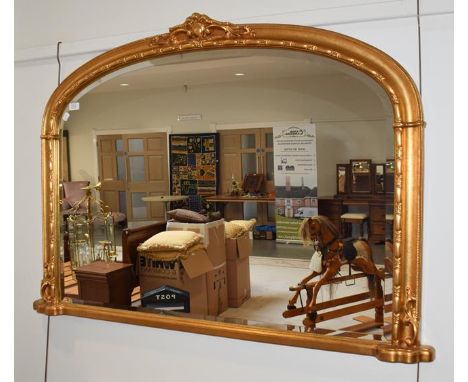 A gilt framed over-mantel mirror, 133cm by 90cm 