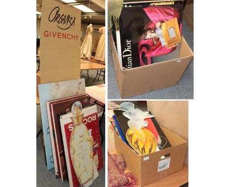 Large quantity of assorted perfume advertising posters including Givenchy, Christian Dior, Yves Saint Laurent etc 