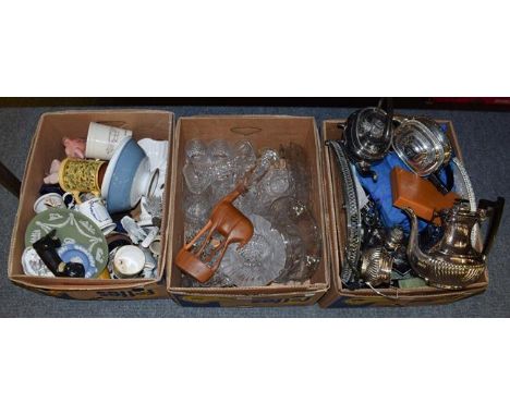 Assorted miscellaneous items including silver plated wares, a Garrard table service, a commemorative silver jubilee rotary di