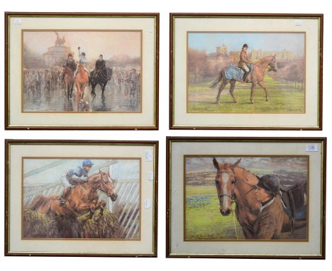 A set of four Roger Inman pastel portraits, the Duchess of York, Vonjo O' Neal, Princess Anne at Cheltenham and Bob Champion,