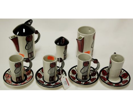 A modern Lorna Bailey Stockwell china four place setting tea and coffee service in the Art Deco style Condition Report / Extr