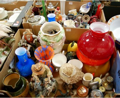 Two boxes of miscellaneous china and glass to include; Royal Doulton John Dewer & Sons harvest jug by Royal Warrant to His Ma