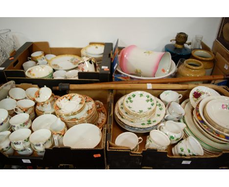 A large collection of miscellaneous china to include boxed Broadhurst ironstone table wares, Melba style figures of shirehors