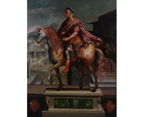 Italian School (18th century)   An equestrian portrait of Augustus; An equestrian portrait of Galba   Oil on canvas, a pair  