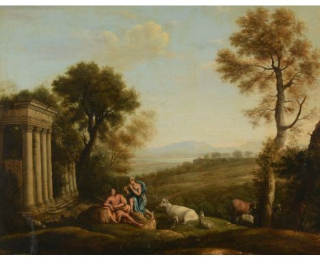 Follower of Claude Lorrain (French 1600-1682)   Mercury Playing the Flute to Lull the Shepherd Argus   Oil on canvas   60.5 x