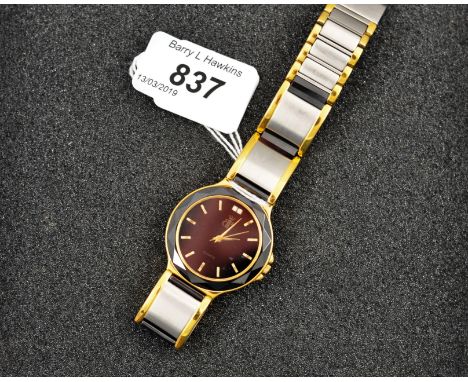 DAVID BECKHAM -BLACK/GOLD COLOURED WRIST WATCH METAL STRAP 