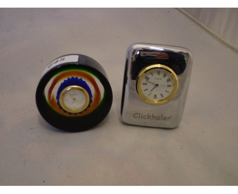 2 DESKTOP WATCHES ONE IN CAITHNESS GLASS
