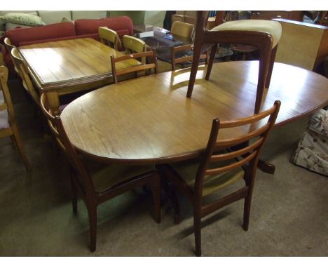 RETRO G PLAN EXTENDING DINING TABLE & 6 LADDER BACK CHAIR FRAMES ( HOUSE CLEARANCE)