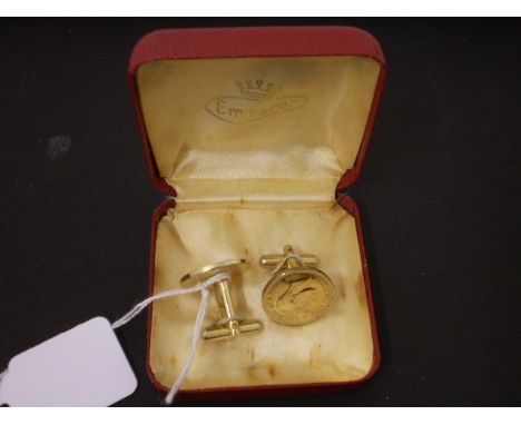 A PAIR OF GOLD PLATED FARTHING CUFFLINKS