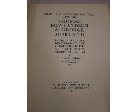 BOOK REFLECTIONS ON THE ART OF THOMAS ROWLANDSON AND GEORGE MORLAND 1929