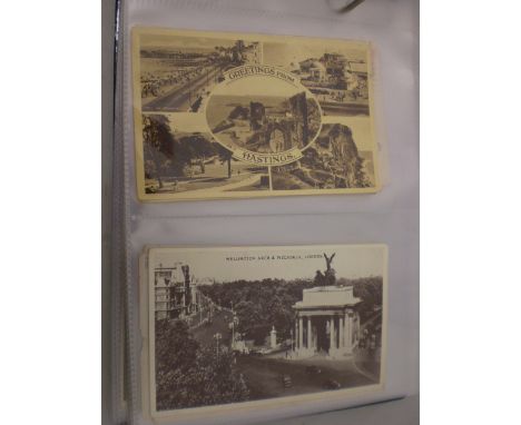 FOLDER OF AROUND 70 VINTAGE BLACK AND WHITE POSTCARDS