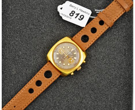 GIGANOLET INCABLOC WRIST WATCH GOLD COLOURED CASE 25 SUBSIDARY DIALS LEATHER STRAP SAINLESS STEEL BACK NO: 1414 AUTOMATIC