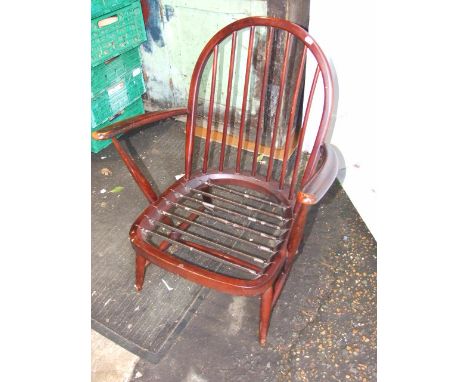 PAIR ERCOL STICK BACK ARMCHAIRS