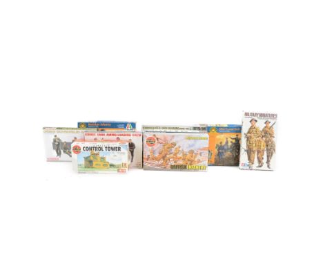 Eighteen military scale model kits, including Tamiya British Universal Carrier MkII, Dragon Sturmgeschutze Crew Reloading Rus