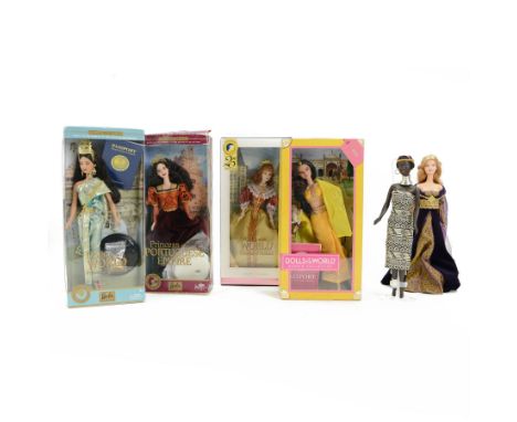 Six Mattel Dolls of the World Collector's Edition Barbie Dolls, including Princess of South Africa, Princess of the French Co