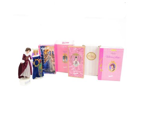 Seven Mattel Collector's Edition Barbie dolls, including Great Eras Victorian Lady, Great Eras Elizabethan Queen, Great Eras 