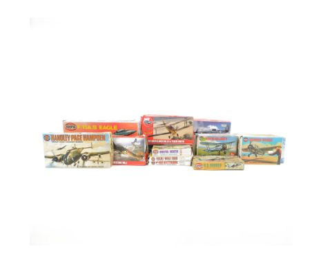 Twenty-one Airfix 1:72 scale aircraft model kits, including McDonnell Douglas F-15A/B Eagle, Vickers Wellington Mk1A/1C and a