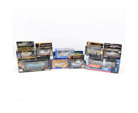 Eight Corgi James Bond 007 vehicles, comprising 40th Anniversary Aston Martin V12 Vanquish no. CC07505, Aston Martin DB5 no. 