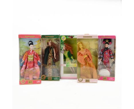 Five Mattel Dolls of the World Collector's Edition Barbie Dolls, including Princess of China, Princess of Japan, Princess of 