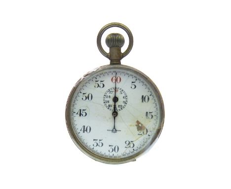 GERMAN MILITARY ISSUE CHROME CASED STOP WATCH, movement numbered 3364 DRP 388992 100230, the round white enamel dial signed H