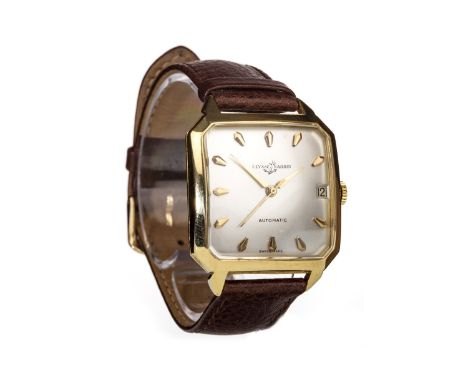 GENTLEMAN'S ULYSSE NARDIN EIGHTEEN CARAT GOLD AUTOMATIC WRIST WATCH, the square silver coloured dial with applied gold colour