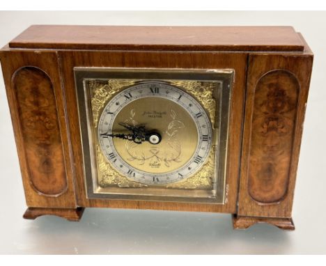 A 1930s John Forsyth of Preston Elliot clock mounted in burr walnut case with brass dial and and silvered hour ring with roma