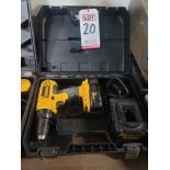 DEWALT 1/2" CORDLESS DRILL, MODEL DC759, 18V, W/ CHARGER AND CASE