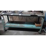STEEL WORKBENCH W/ STEEL CASTERS, 82-1/2" X 27", CONTENTS NOT INCLUDED, (DELAYED PICKUP UNTIL
