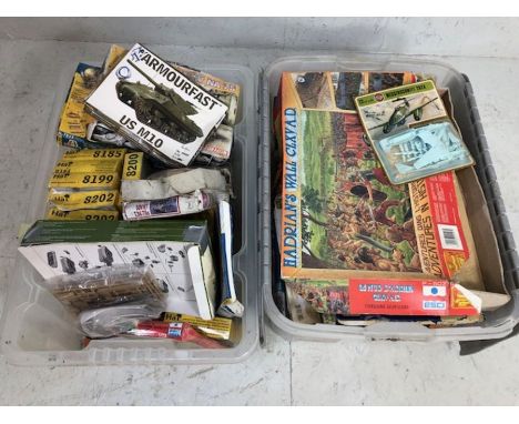 Model making /Diorama Interest. a large collection of boxed model kits and figures, WW2, vehicles ,Aircraft. ancient world, p