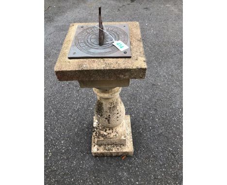 Garden Sundial on stepped square base with fixed metal sundial 