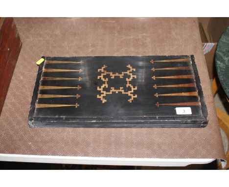 A 19th Century Chinese lacquered folding backgammon and chess board