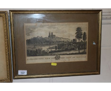 An antique coloured print "Prospected View of the City of Lincoln"