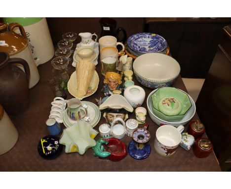 A collection of various decorative china and glassware to include four Babycham saucers, a Copeland Spode "Italian" pattern b