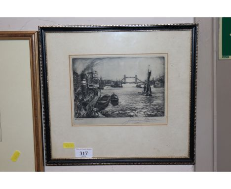James Baker, pencil signed Pool of London print
