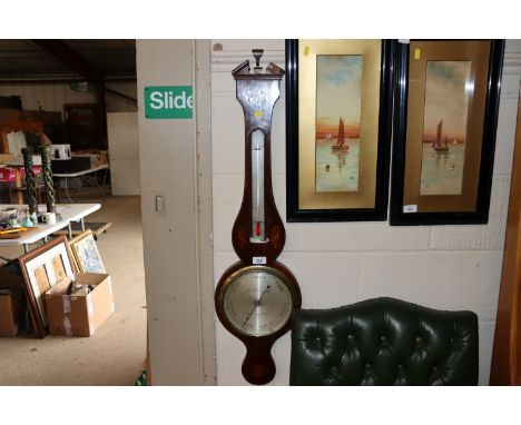 A 19th Century rosewood and inlaid banjo barometer 