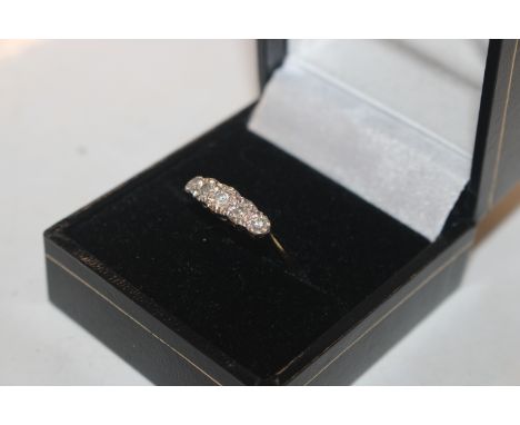 An 18ct gold platinum and diamond set Navette shaped ring, ring size M/N, approx. 1.8gms