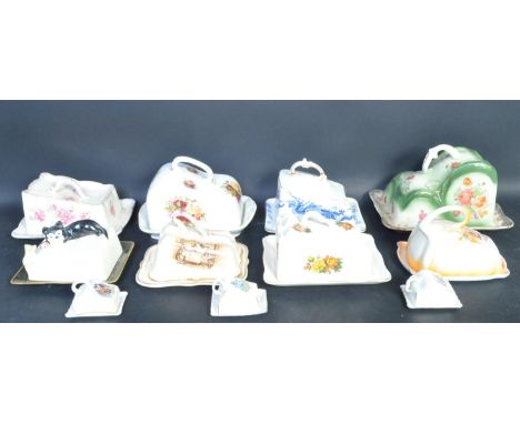 A collection of 19th century Victorian and later ceramic butter and cheese dishes in a variety of patterns and sizes. To incl