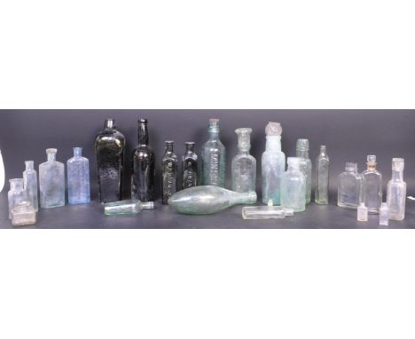 A collection of vintage 20th century Apothecary / Chemists and other glass bottles to inlcude Tilsley Late Pooley Bath, Mason