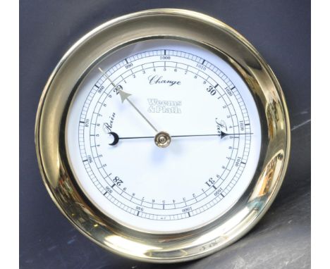 A vintage 20th century Weens &amp; Plath Admiral Collection wall mounted ships clock barometer. Brand new in box accompanied 